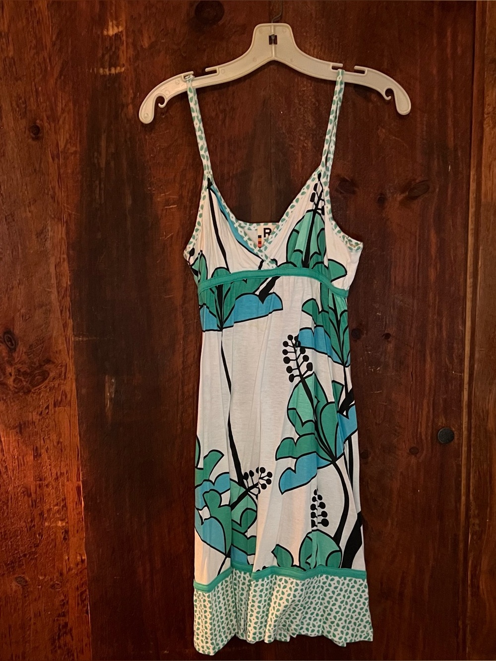 Roxy White and Teal Printed Sundress